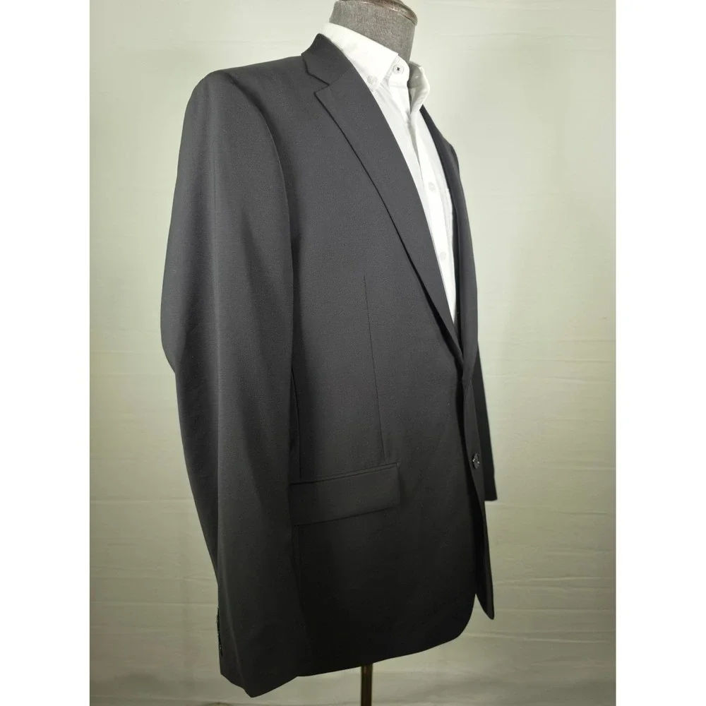 Calvin Klein Men Sport Coat Maxwell Black 46L Wool Blend Quiet Luxury Office NWT